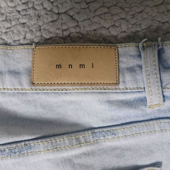 MNML Jeans Mens 36 Light Blue Denim Distressed Faded Slim Streetwear Slim Skinny - Picture 4 of 10